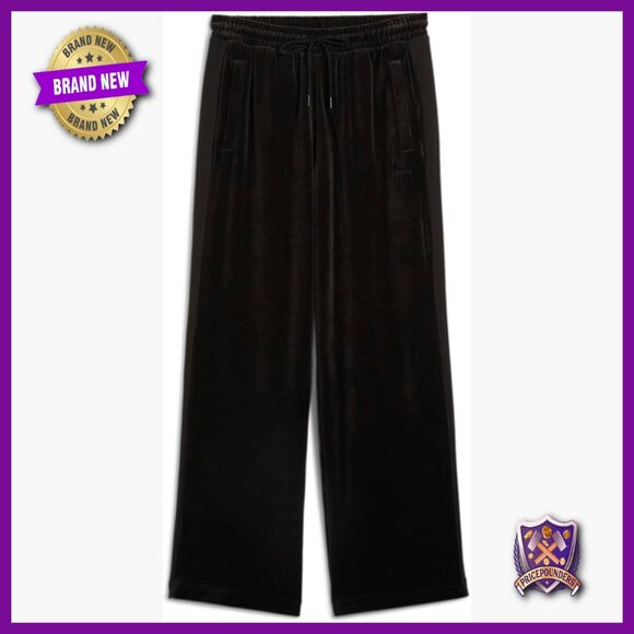 Men's Oversized Velour Track Pants Relaxed Fit Elastic Waist